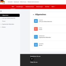 Ejemplo de interfaz de una plataforma Moodle implementada por WEBDOOR
